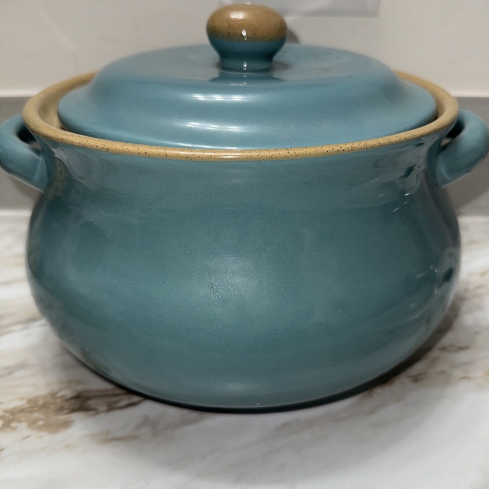 Franciscan Ventura Teal Blue serving Soup Bowl Pot With Lid Johnson Brothers